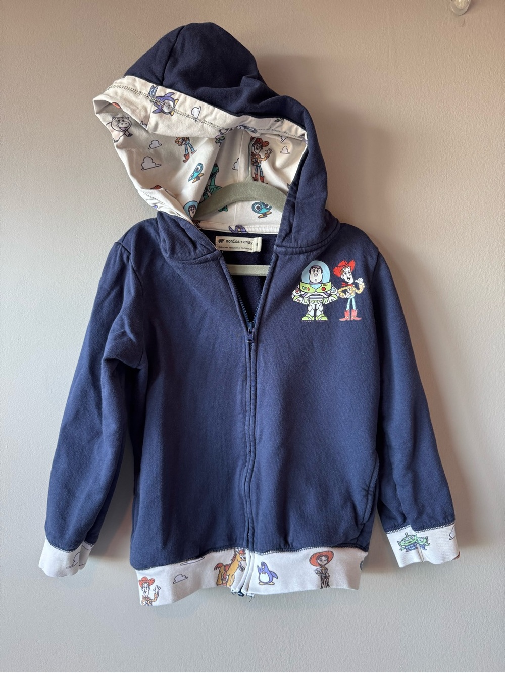 Monica + Andy Toy Story Woody and Buzz Character Zip Hoodie Sweatshirt Size‎ 5
